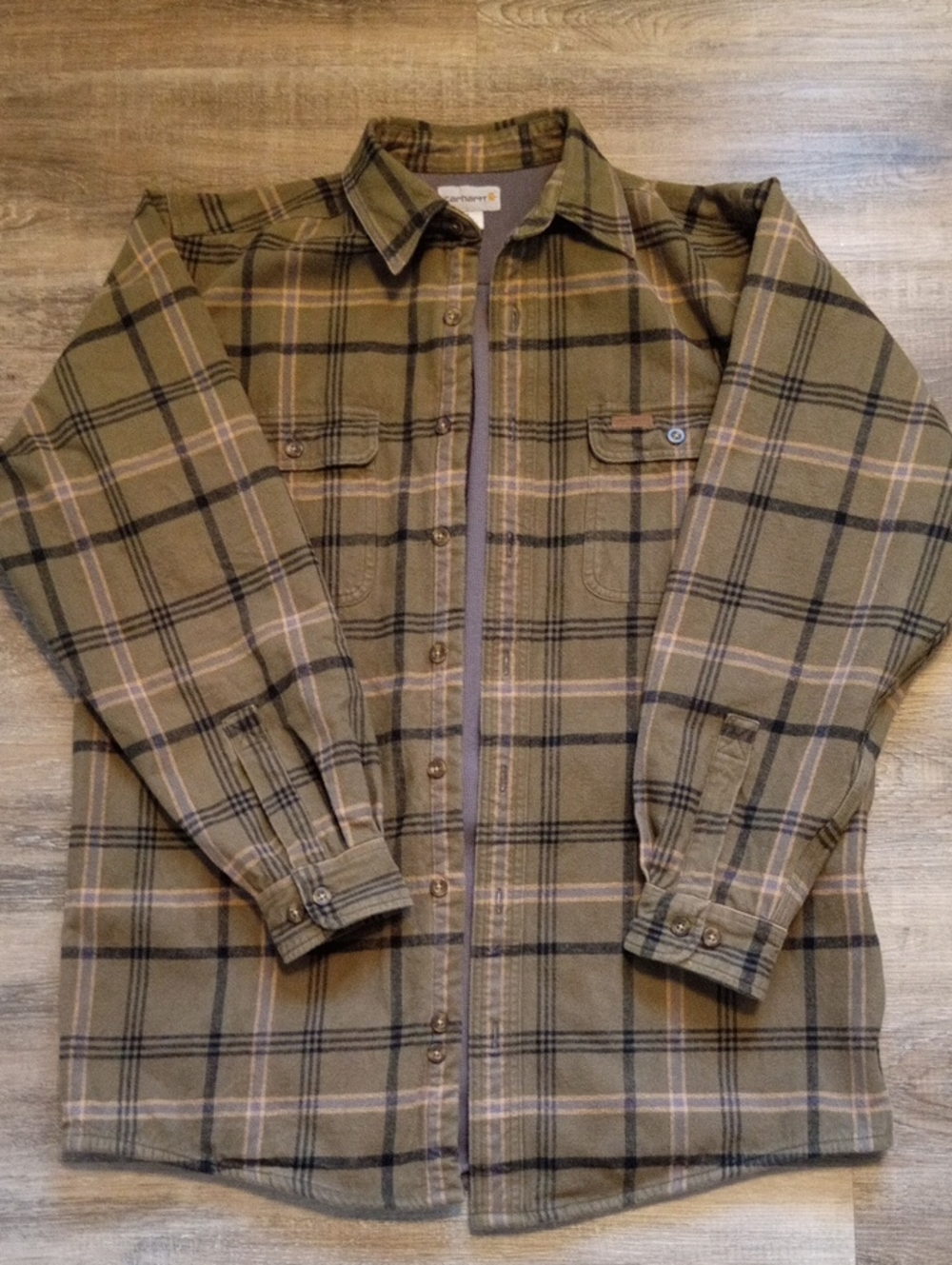 Carhartt Thermal Lined Flannel Workshirt Jacket Size Large Tall